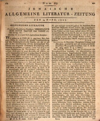 Jenaische allgemeine Literatur-Zeitung vom Jahre ... Donnerstag 14. März 1805