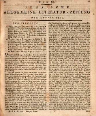 Jenaische allgemeine Literatur-Zeitung vom Jahre ... Mittwoch 10. April 1805