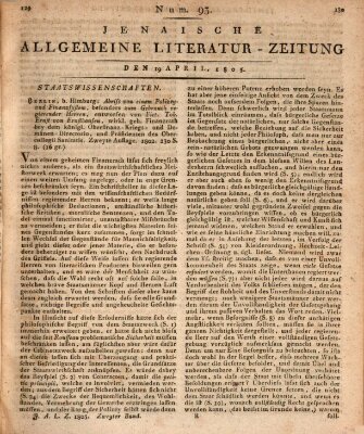 Jenaische allgemeine Literatur-Zeitung vom Jahre ... Freitag 19. April 1805