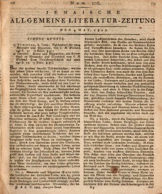 Jenaische allgemeine Literatur-Zeitung vom Jahre ... Samstag 4. Mai 1805