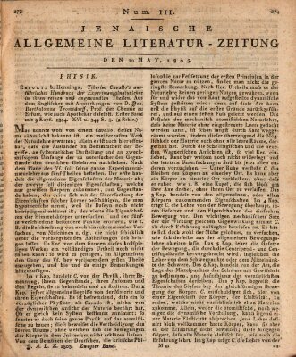 Jenaische allgemeine Literatur-Zeitung vom Jahre ... Freitag 10. Mai 1805