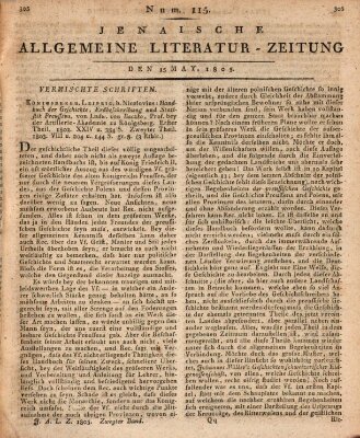 Jenaische allgemeine Literatur-Zeitung vom Jahre ... Mittwoch 15. Mai 1805