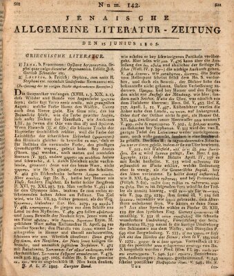 Jenaische allgemeine Literatur-Zeitung vom Jahre ... Samstag 15. Juni 1805