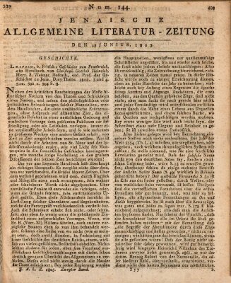 Jenaische allgemeine Literatur-Zeitung vom Jahre ... Dienstag 18. Juni 1805