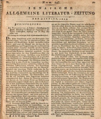 Jenaische allgemeine Literatur-Zeitung vom Jahre ... Freitag 21. Juni 1805