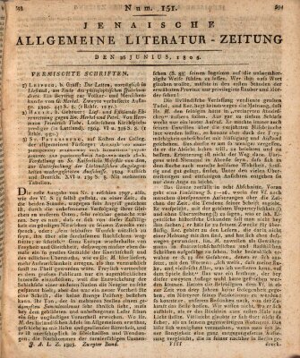 Jenaische allgemeine Literatur-Zeitung vom Jahre ... Mittwoch 26. Juni 1805