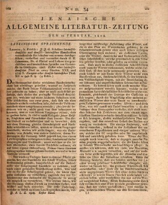 Jenaische allgemeine Literatur-Zeitung vom Jahre ... Mittwoch 10. Februar 1808