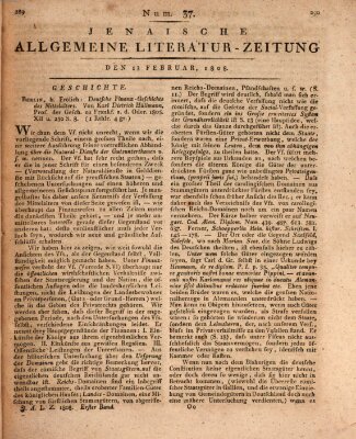 Jenaische allgemeine Literatur-Zeitung vom Jahre ... Samstag 13. Februar 1808