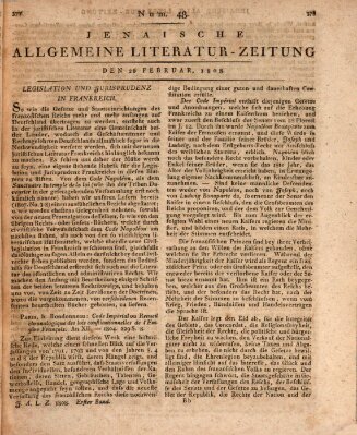 Jenaische allgemeine Literatur-Zeitung vom Jahre ... Freitag 26. Februar 1808