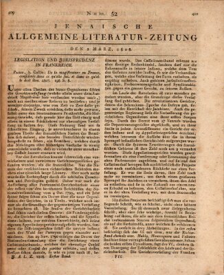 Jenaische allgemeine Literatur-Zeitung vom Jahre ... Mittwoch 2. März 1808