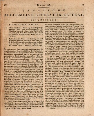 Jenaische allgemeine Literatur-Zeitung vom Jahre ... Mittwoch 9. März 1808