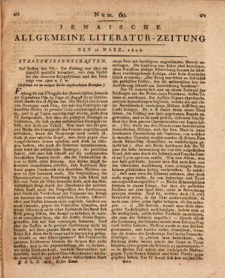 Jenaische allgemeine Literatur-Zeitung vom Jahre ... Freitag 11. März 1808