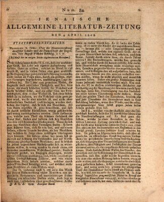 Jenaische allgemeine Literatur-Zeitung vom Jahre ... Samstag 9. April 1808