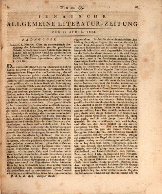 Jenaische allgemeine Literatur-Zeitung vom Jahre ... Montag 11. April 1808