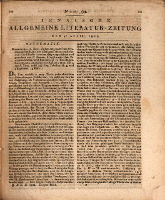 Jenaische allgemeine Literatur-Zeitung vom Jahre ... Samstag 16. April 1808