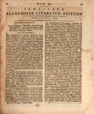 Jenaische allgemeine Literatur-Zeitung vom Jahre ... Donnerstag 21. April 1808