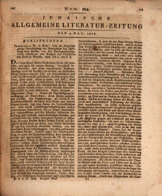 Jenaische allgemeine Literatur-Zeitung vom Jahre ... Mittwoch 4. Mai 1808