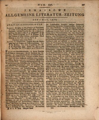 Jenaische allgemeine Literatur-Zeitung vom Jahre ... Samstag 7. Mai 1808