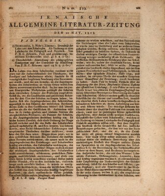 Jenaische allgemeine Literatur-Zeitung vom Jahre ... Mittwoch 11. Mai 1808