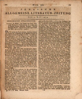 Jenaische allgemeine Literatur-Zeitung vom Jahre ... Donnerstag 12. Mai 1808