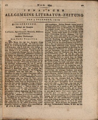 Jenaische allgemeine Literatur-Zeitung vom Jahre ... Montag 5. Dezember 1808