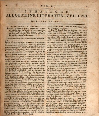 Jenaische allgemeine Literatur-Zeitung vom Jahre ... Mittwoch 2. Januar 1811