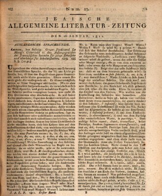 Jenaische allgemeine Literatur-Zeitung vom Jahre ... Samstag 26. Januar 1811