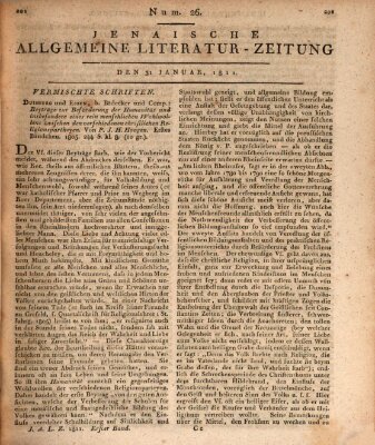 Jenaische allgemeine Literatur-Zeitung vom Jahre ... Donnerstag 31. Januar 1811