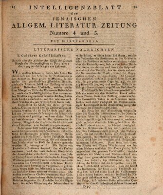 Jenaische allgemeine Literatur-Zeitung vom Jahre ... Samstag 12. Januar 1811