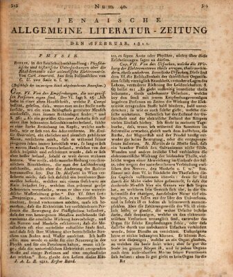 Jenaische allgemeine Literatur-Zeitung vom Jahre ... Samstag 16. Februar 1811