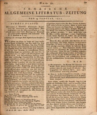 Jenaische allgemeine Literatur-Zeitung vom Jahre ... Dienstag 19. Februar 1811