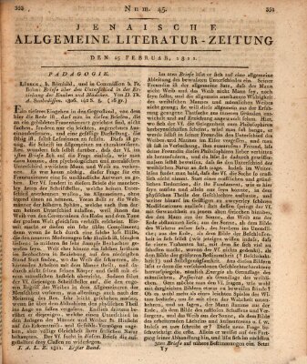 Jenaische allgemeine Literatur-Zeitung vom Jahre ... Montag 25. Februar 1811