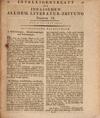 Jenaische allgemeine Literatur-Zeitung vom Jahre ... Mittwoch 20. Februar 1811