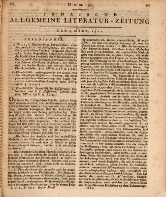 Jenaische allgemeine Literatur-Zeitung vom Jahre ... Freitag 8. März 1811