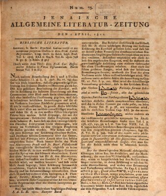 Jenaische allgemeine Literatur-Zeitung vom Jahre ... Montag 1. April 1811