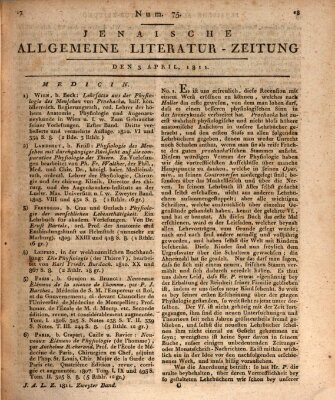 Jenaische allgemeine Literatur-Zeitung vom Jahre ... Mittwoch 3. April 1811