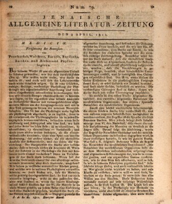 Jenaische allgemeine Literatur-Zeitung vom Jahre ... Montag 8. April 1811