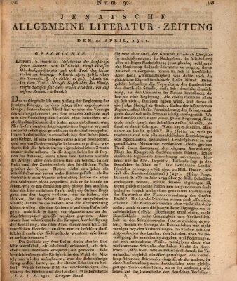 Jenaische allgemeine Literatur-Zeitung vom Jahre ... Samstag 20. April 1811