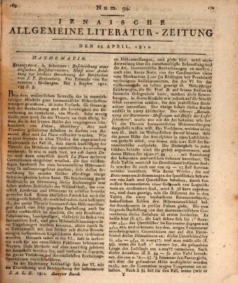 Jenaische allgemeine Literatur-Zeitung vom Jahre ... Donnerstag 25. April 1811