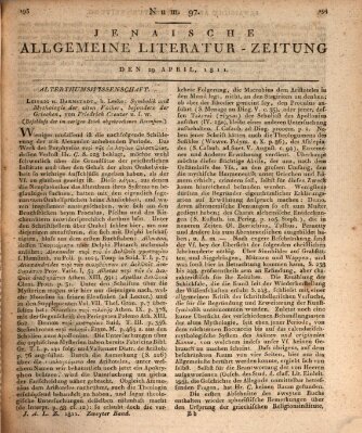 Jenaische allgemeine Literatur-Zeitung vom Jahre ... Montag 29. April 1811