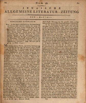 Jenaische allgemeine Literatur-Zeitung vom Jahre ... Mittwoch 1. Mai 1811