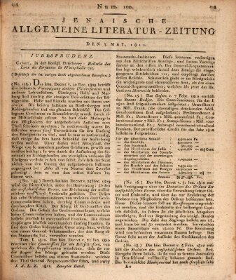 Jenaische allgemeine Literatur-Zeitung vom Jahre ... Freitag 3. Mai 1811