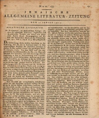 Jenaische allgemeine Literatur-Zeitung vom Jahre ... Mittwoch 12. Juni 1811