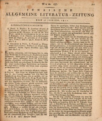 Jenaische allgemeine Literatur-Zeitung vom Jahre ... Montag 17. Juni 1811