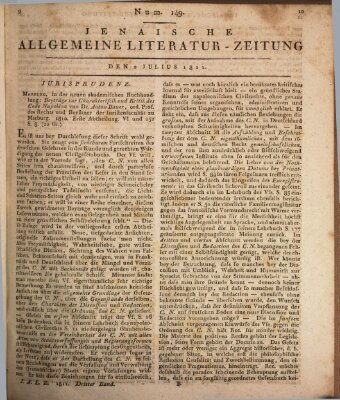 Jenaische allgemeine Literatur-Zeitung vom Jahre ... Dienstag 2. Juli 1811