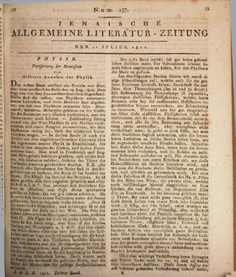 Jenaische allgemeine Literatur-Zeitung vom Jahre ... Donnerstag 11. Juli 1811