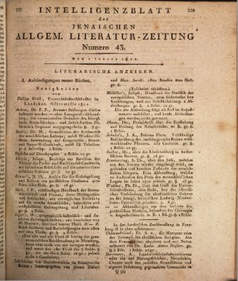 Jenaische allgemeine Literatur-Zeitung vom Jahre ... Montag 1. Juli 1811