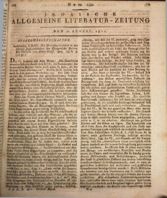 Jenaische allgemeine Literatur-Zeitung vom Jahre ... Samstag 10. August 1811