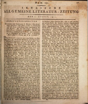 Jenaische allgemeine Literatur-Zeitung vom Jahre ... Mittwoch 21. August 1811