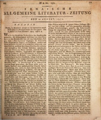 Jenaische allgemeine Literatur-Zeitung vom Jahre ... Donnerstag 22. August 1811